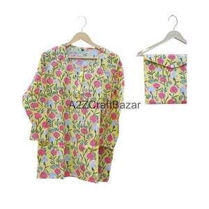 ชุดนอนผ้าฝ้ายแท้ 100% คอกลม พิมพ์ลายด้วยมือ ขายดี สำหรับผู้หญิงและเด็กผู้หญิง - Product Image 2