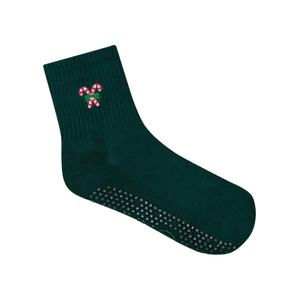 Calcetines antideslizantes para gimnasio con logotipo personalizado y bordado de bastón de caramelo de Navidad, uso diario, fabricante de Vietnam al por mayor - Product Image 1