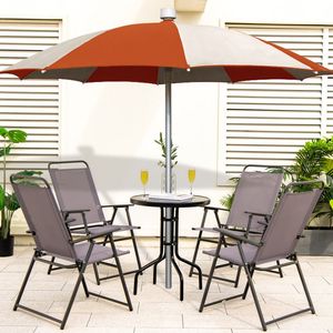 Ensemble de 4 chaises de jardin pliantes d'extérieur avec accoudoirs et dossier, design confortable en toile - Product Image 2
