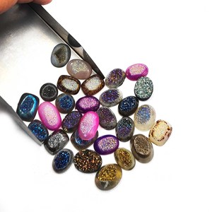 Lot de pierres précieuses en quartz druzy, formes variées, cabochons, 10-34 mm, pour la création de bijoux faits main - Product Image 4