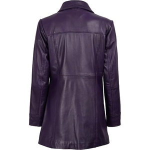 Manteau long en cuir véritable pour femme, trench-coat de luxe, longueur intégrale, fabrication sur mesure OEM, vente en gros - Product Image 2