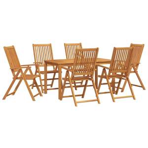 Juego de comedor de jardín plegable de madera maciza de acacia marrón de 7 piezas - Product Image 2