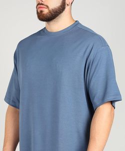 Camiseta Oversize de Hombre con Cuello Redondo y Corte Holgado, Teñido Liso, Venta al por Mayor, Esencial de Verano, Prenda Textil de Alta Densidad - Product Image 1