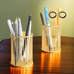 Organisateur de bureau en laiton pour stylos, support de stylos de table, décorations de bureau et d'étude, support de stylos promotionnel - Product Image 4
