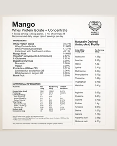 premium Whey <b>Protein</b> Isolate & Concentrate 24g <b>Protein</b> with BCAA, EAA Mango Flavor for Post-Workout Recovery - Product Image 2