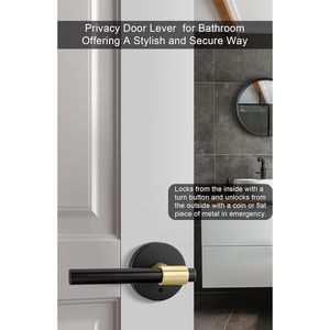 Set di 6 Maniglie per Porte Interne Nere e Oro, Maniglia a Leva per Privacy, Eleganti Maniglie Nere e Oro per Interni - Product Image 2