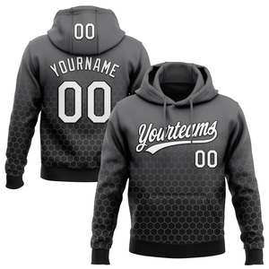 Sweat à capuche sportif à motif géométrique 3D gris acier, blanc et noir, nouvelle conception, sur mesure, vente en gros directe pour l'industrie - Product Image 1