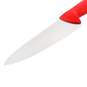 Couteaux de cuisine à manche rouge avec lame dentelée argentée et pointe, poignée de protection pour couper le pain et préparer les repas - Product Image 3