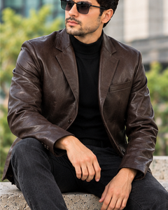 Men's Brown PU Leather Leather <b>Jacket</b> Slim Fit Single Button Crew Neck <b>Smart</b> <b>Casual</b> Quick Dry Breathable Streetwear Hooded Wool - Product Image 6