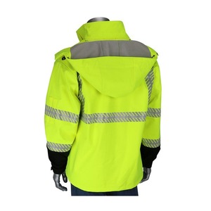 Veste polaire à capuche jaune haute visibilité pour homme avec bandes réfléchissantes, fermeture éclair coupe-vent, polyester, vêtements de travail d'hiver - Product Image 3