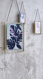 Rectangular Golden Home Decor Glass & Metal Hanging Picture <b>Frame</b> for <b>Wall</b> Decoration,with 2 Sides Glass Customized <b>Frame</b> - Product Image 6