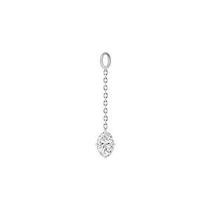 Boucles d'oreilles pendantes à chaîne avec diamant de laboratoire taille ovale serti à griffes, pour tenue de soirée, en or 14K 18K - Product Image 3