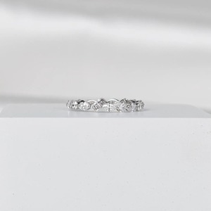 14K Gold Lab Grown Diamond Eternity Band Marquise and Round Alternating Wedding <b>Ring</b> <b>Dainty</b> Stackable Anniversary <b>Ring</b> - Product Image 3