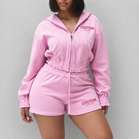 Ensembles athlétisme personnalisés Ensemble deux pièces de sweat à capuche Survêtements en coton Survêtements Sweat à capuche court et ensemble court