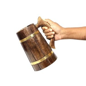 Taza de Café Ecológica Hecha a Mano de Madera Natural Sólida, Taza de Cerveza de Madera Reutilizable y Sostenible con Asa para el Hogar y la Oficina - Product Image 2