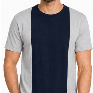 Camiseta de Hombre de Dos Tonos en Contraste, Moda, Manga Corta, Gris Marino, Cuello Redondo, Lisa, Secado Rápido, Transpirable, Casual - Product Image 3