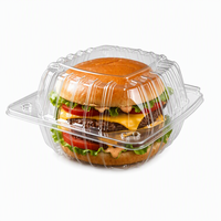 Boîtes alimentaires carrées jetables en PET avec couvercles à charnière transparents, contenants alimentaires pour salade, sushi, pizza, hamburger, à emporter