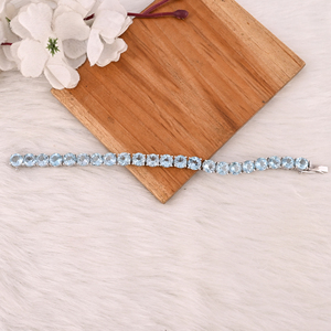 Luxury Natural Blue Topaz Gemstone 925 Sterling Silver Tennis Handmade <b>Bracelet</b> Jewelry for Unisex - Product Image 3