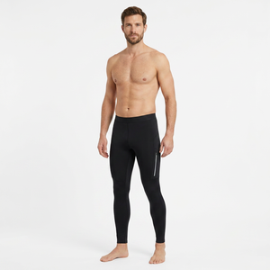 Leggings de compression intégrale pour hommes, noirs unis, en Spandex et Nylon, taille élastique, pour le sport - Product Image 6