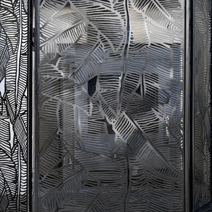 Écran de cheminée en métal à motifs de feuilles de palmier tropicales, à deux panneaux pliables, découpé au laser, protection contre les étincelles, bouclier de sécurité décoratif - Product Image 2