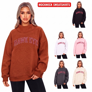Sudadera Oversize Personalizada para Mujer con Cuello Alto, Estampado de Puntos, Bordado de Parches, Hombros Caídos, 100% Algodón en la Parte Delantera - Product Image 1