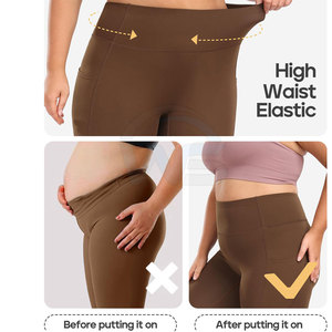 Leggings Ajustados Marrones Ligeros para Mujer, Leggings Elásticos de Cintura Alta con Tela Suave y Cómodos para Uso Diario - Product Image 5