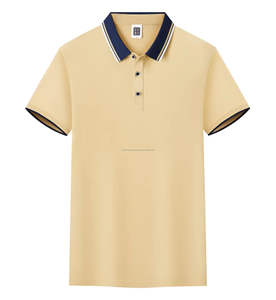 Suministro de fábrica de algodón informal para hombres para polos con patrón sólido de manga corta y logotipo personalizado Camiseta corta de moda - Product Image 4