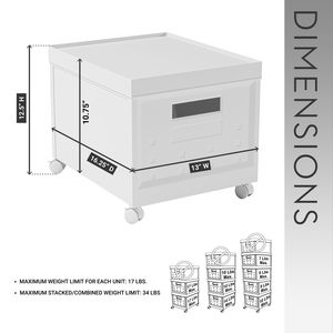 Set di 2 Scatole Portadocumenti Pieghevoli e Impilabili con Ruote e Coperchi, 10 Scomparti per Archiviazione, Organizzatore Portatile in Plastica per Documenti e Supporti Multimediali - Product Image 4