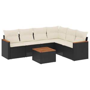 Conjunto de Sofá de Jardín de Ratán PE Negro con Reposabrazos Ajustables, Tamaño Mediano - Product Image 2