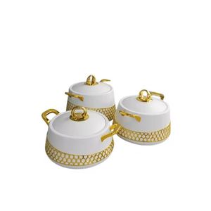 Ceramic Food <b>Storage</b> <b>Containers</b> With Lid Round Shape Gold Trim Modern Luxury Design <b>Kitchen</b> Use Freshness Preservation - Product Image 2