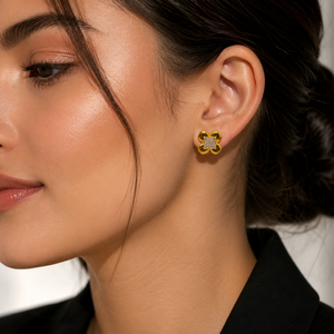 18Kt Solid Gold Diamond Cluster <b>Stud</b> <b>Earrings</b> for Women High Polish Floral Geometric Party Wedding Gift <b>Fine</b> Jewelry - Product Image 1
