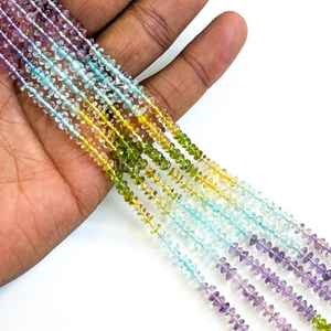 ลูกปัดพลอยหลากสีทรงกระดุมขนาด 4-5 มม. อะความารีน อเมทิสต์ เพอริดอท ซิทริน สำหรับทำเครื่องประดับ ลูกปัดพลอยแบบเส้น ขายส่ง - Product Image 5