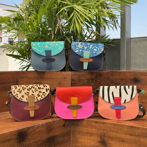 Fashionable Eco-friendly Hair On Metallic Recycled Leather Women's Crossbody Bag Double Flap Bag Convertible Women Shoulder Bags - Product Image 4