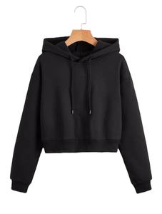 OEM de las mujeres 100% de algodón de lana recortada sudaderas con capucha Streetwear Puff DTG pantalla impresa personalizada de invierno tejido con capucha ropa en blanco - Product Image 2