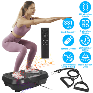 120 Speed Levels Vibration Plate Exercise Machine with 2 Resistance <b>Bands</b> 331Lbs Load Capacity Whole Body <b>Workout</b> Machine - Product Image 1