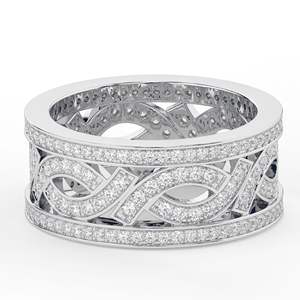 Bague de mariage éternelle en or blanc pour femme, sertie de diamants de laboratoire taille ronde, élégante et lourde - Product Image 2