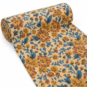 Tissu en voile de coton tissé imprimé à la main, léger, 80 GSM, fil 60S/60S, largeur 43/44 pouces, motif floral rose, unisexe, pour robes - Product Image 4