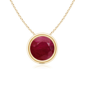 Pendentif solitaire de luxe en or 10K, 14K, 18K et argent 925, 935, serti de rubis taille ronde - Product Image 3