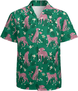 Camisa de hombre con cuello abierto, manga corta, estampado tropical hawaiano, informal, con botones, para playa, verano, colorida, top de verano para hombre - Product Image 1