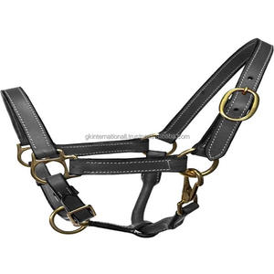 Finition noire ou marron attrayante licou de cheval en cuir véritable licou de course de chevaux de conception personnalisée avec du matériel en laiton massif - Product Image 6