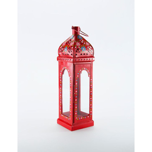 Vintage Red Metal Lantern Hanging Light Indoor Outdoor Tabletop Holiday Festive Home Decor <b>Ornament</b> Gift In Competitive Price - Product Image 5