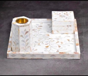Bandeja de servicio con incrustaciones de hueso de diseño exclusivo Bandeja hecha a mano con diseño floral Bandeja de servicio decorativa para el hogar Hotel y restaurante - Product Image 6