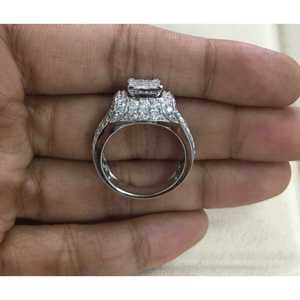 Bague de fiançailles et de mariage en diamant blanc naturel rond et taille princesse de 1,97 ct pour femme, en argent sterling 925, vente en gros - Product Image 3