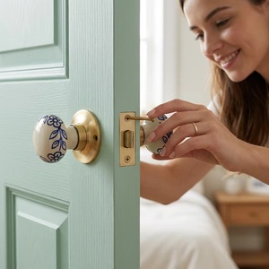 Pomos de Puerta Modernos de Porcelana con Diseño Floral Azul, Herrajes para Gabinetes, para Cocina, Dormitorio, Baño, Sala de Estar, Ecológicos - Product Image 3