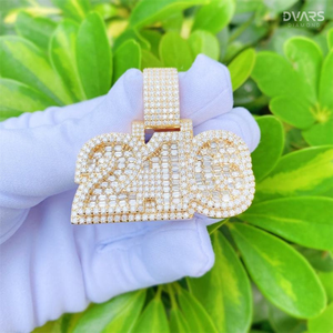 VVS Moissanite Iced Luxury Certified Men's Two Tone 925 Sterling <b>Silver</b> Hip Hop Jewelry Custom Number Name <b>Initial</b> Logo <b>Pendant</b> - Product Image 4