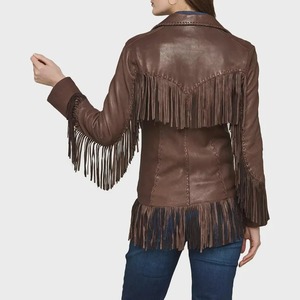 Oem Wholesale New Fashionable Women's Sheep Skin Leather Fringe Knitted Winter <b>Heated</b> <b>Jackets</b> Plus Size - Product Image 2