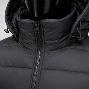 Chaqueta de plumón con capucha negra para hombre, abrigo acolchado cálido de invierno con cremallera, ropa exterior con logotipo personalizado - Product Image 2