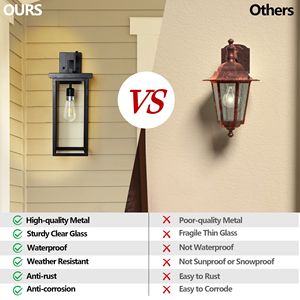 Set di 2 Lampade da Parete Moderne per Esterni, 50 cm, Struttura in Metallo Nero con Vetro Trasparente, Sensori di Luce Ambientale, Impermeabili - Product Image 6