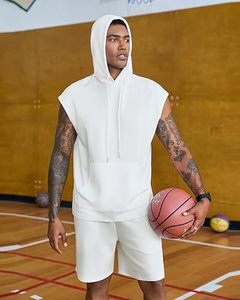 Premium Custom Hoodie Shorts Set for Men and Women Summer Cotton Fleece <b>Tracksuit</b> Casual Streetwear - Product Image 3