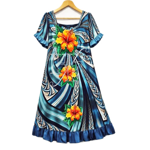 Vestido Mumu con Estampado Hawaiano de Último Diseño, Talla Grande, Alta Calidad, Vestidos Isleños de Verano - Product Image 1